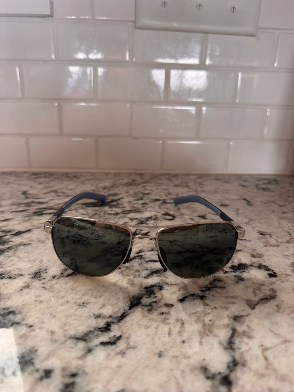 Silver Aviator Sunglasses with Gray Lenses